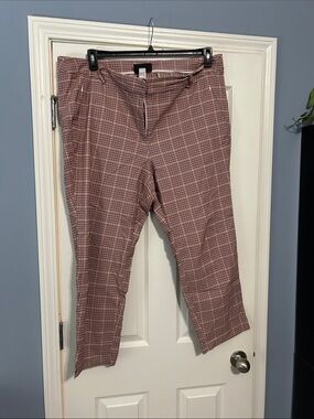Lane Bryant Burgundy Checked four seasons ankle pants
